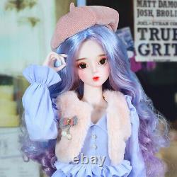 Full Set 1/3 60cm BJD Doll Girls + Face Makeup + Eyes + Rooted Wig + Clothes Toy