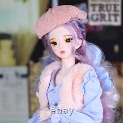 Full Set 1/3 60cm BJD Doll Girls + Face Makeup + Eyes + Rooted Wig + Clothes Toy