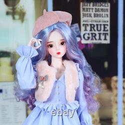 Full Set 1/3 60cm BJD Doll Girls + Face Makeup + Eyes + Rooted Wig + Clothes Toy