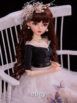 Full Set 1/3 60cm BJD Doll Handpainted Makeup Free Eyes Wigs Clothes Girls Toys
