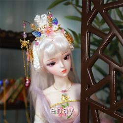 Full Set 1/3 60cm BJD Doll for Girls Gift with Face Makeup Wig Eyes Clothes Toy