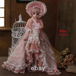 Full Set 1/3 BJD Doll 24 Pretty Girl Free Eyes + Face Makeup + Clothes Gift Toy
