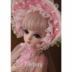 Full Set 1/3 BJD Doll 24 Pretty Girl Free Eyes + Face Makeup + Clothes Gift Toy