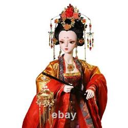 Full Set 1/3 BJD Doll 60cm Girl Dolls 24 Toy with Ancient Chinese Red Outfits