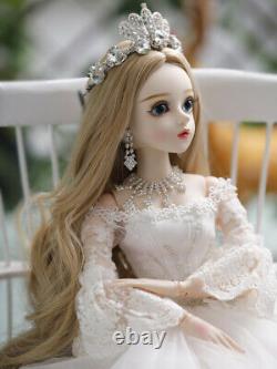 Full Set 1/3 BJD Doll Ball Jointed 60cm Wedding Dress Removable Eyes Wig Kid Toy