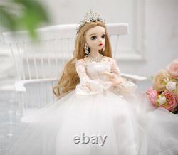 Full Set 1/3 BJD Doll Ball Jointed 60cm Wedding Dress Removable Eyes Wig Kid Toy