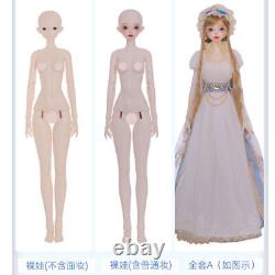 Full Set 1/3 BJD Doll Girl Female Joint Movable Face Makeup Head Wig Clothes Toy