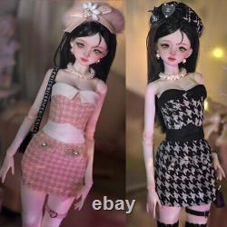 Full Set 1/4 BJD Doll Fashion Outfits Wig Hand-Painted Face Makeup Eyes Toy Gift