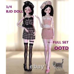 Full Set 1/4 BJD Doll Fashion Outfits Wig Hand-Painted Face Makeup Eyes Toy Gift