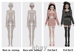 Full Set 1/4 BJD Doll Fashion Outfits Wig Hand-Painted Face Makeup Eyes Toy Gift