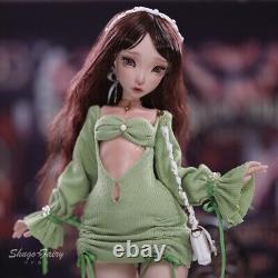 Full Set 1/4 BJD Doll Girl Doll Resin SD Ball Jointed Dolls Green Dress Gift Toy