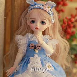 Full Set 1/6 BJD Doll 30cm Girl Doll Full Set Outfit Changeable Eyes Wig Kid Toy