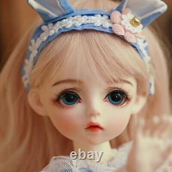 Full Set 1/6 BJD Doll 30cm Girl Doll Full Set Outfit Changeable Eyes Wig Kid Toy