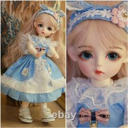 Full Set 1/6 BJD Doll 30cm Girl Doll Full Set Outfit Changeable Eyes Wig Kid Toy