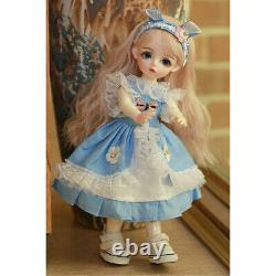 Full Set 1/6 BJD Doll 30cm Girl Doll Full Set Outfit Changeable Eyes Wig Kid Toy