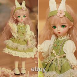 Full Set 1/6 Ball Jointed BJD Doll 30cm Girls with Cute Headdress Green Eyes Toy