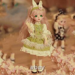 Full Set 1/6 Ball Jointed BJD Doll 30cm Girls with Cute Headdress Green Eyes Toy