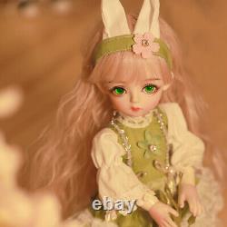 Full Set 1/6 Ball Jointed BJD Doll 30cm Girls with Cute Headdress Green Eyes Toy