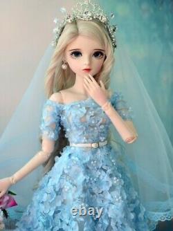 Full Set 60cm 1/3 BJD Doll + Changeable Eyes + Wig + Shoes + Clothes + Crown Toy
