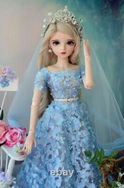 Full Set 60cm 1/3 BJD Doll + Changeable Eyes + Wig + Shoes + Clothes + Crown Toy