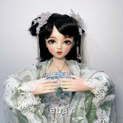 Full Set 60cm 1/3 BJD Doll Girl Body Makeup Wig Eyes Changeable Green Dress Toy