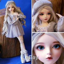 Full Set 60cm BJD Doll 1/3 Fashion Girl + Moveable Eyes Wigs Sweater Clothes Toy