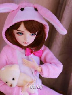 Full Set 60cm BJD Doll 1/3 SD Doll Free Eyes Face Makeup Pink Clothes Kid Toys