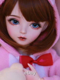 Full Set 60cm BJD Doll 1/3 SD Doll Free Eyes Face Makeup Pink Clothes Kid Toys