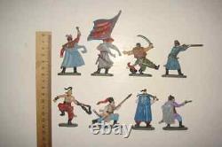 Full Set of 8 Vintage Solid Plastic Toy Soldier Ukrainian Cossacks Hand Painted