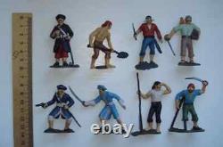 Full Set of 8 Vintage Soviet USSR Solid Plastic Toy Soldier Pirates Hand Painted