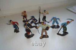 Full Set of 8 Vintage Soviet USSR Solid Plastic Toy Soldier Pirates Hand Painted