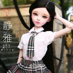 GIFT 1/3 Ball Jointed BJD Doll Girl Toy Full Set Clothes JK Dress Eyes Wig Shoes