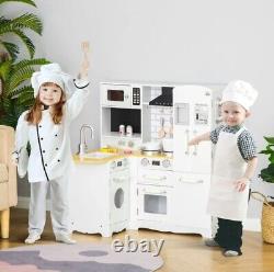 HOMCOM Kids Kitchen Playset, Toy Kitchen with Full Accessories White