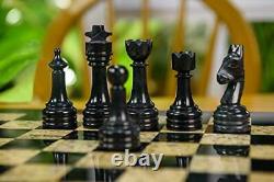 Handmade Black and Coral Full Marble Chess Board Game Set Staunton Marble