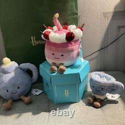 Jellycat Harrods Cheryl Cake Seb Teacup & Vicky Teapot Full Set Limited Edition