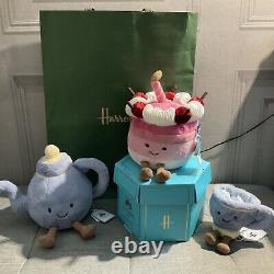 Jellycat Harrods Cheryl Cake Seb Teacup & Vicky Teapot Full Set Limited Edition