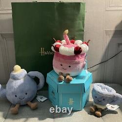 Jellycat Harrods Cheryl Cake Seb Teacup & Vicky Teapot Full Set Limited Edition