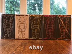 Kaws What Party figure FULL SET 5 White Black Yellow Orange Pink KawsOne toy art