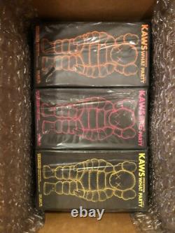 Kaws What Party figure FULL SET 5 White Black Yellow Orange Pink KawsOne toy art