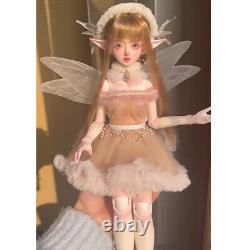 New Full Set Winter Spirit Girl 1/4 BJD Doll Eyes Makeup Toy with Dress Elf Wing