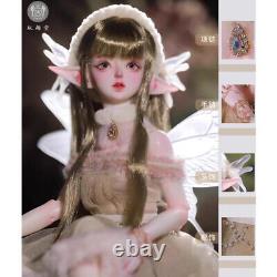 New Full Set Winter Spirit Girl 1/4 BJD Doll Eyes Makeup Toy with Dress Elf Wing