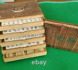 Rare Tile Game Antique Mah Jong Tiles Full Set Used Vintage Toy Fast Shipping