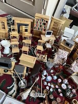 Victorian style wooden dollhouse furniture job lot furnish full house