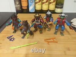 Vintage TMNT Movie 3 TURTLES 1993 Playmates Samurai Full Set w / Accessories