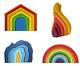 Wooden Rainbow Stacking Toy Set 34 Pieces, Montessori Baby Toy, Waldorf Toddler