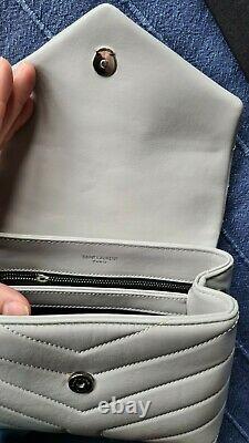 YSL Granite Grey Toy Loulou Leather Bag With Box Tags New Full Set