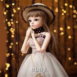 1/3 Bjd Poupée 60cm Poupées Fille Avec Visage Maquillage Perruque Chaussures Chapeau Jouet Ensemble Complet