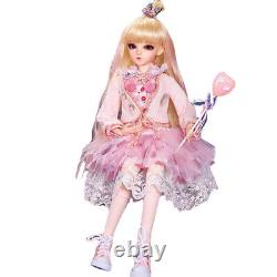 1/3 Poupée BJD avec articulations mobiles, corps de fille avec perruques, robe, chaussures, maquillage - Ensemble complet de jouets.