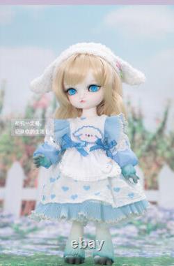 1/6 Maquillage Corporel Animal Poupée BJD Résine Fille Articulée Set Complet de Visage Perruque Yeux
