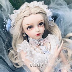 24 1/3 Bjd Doll Ball Jointed Girl + Wig Vêtements Chaussures Yeux Maquillage Jouet Complet